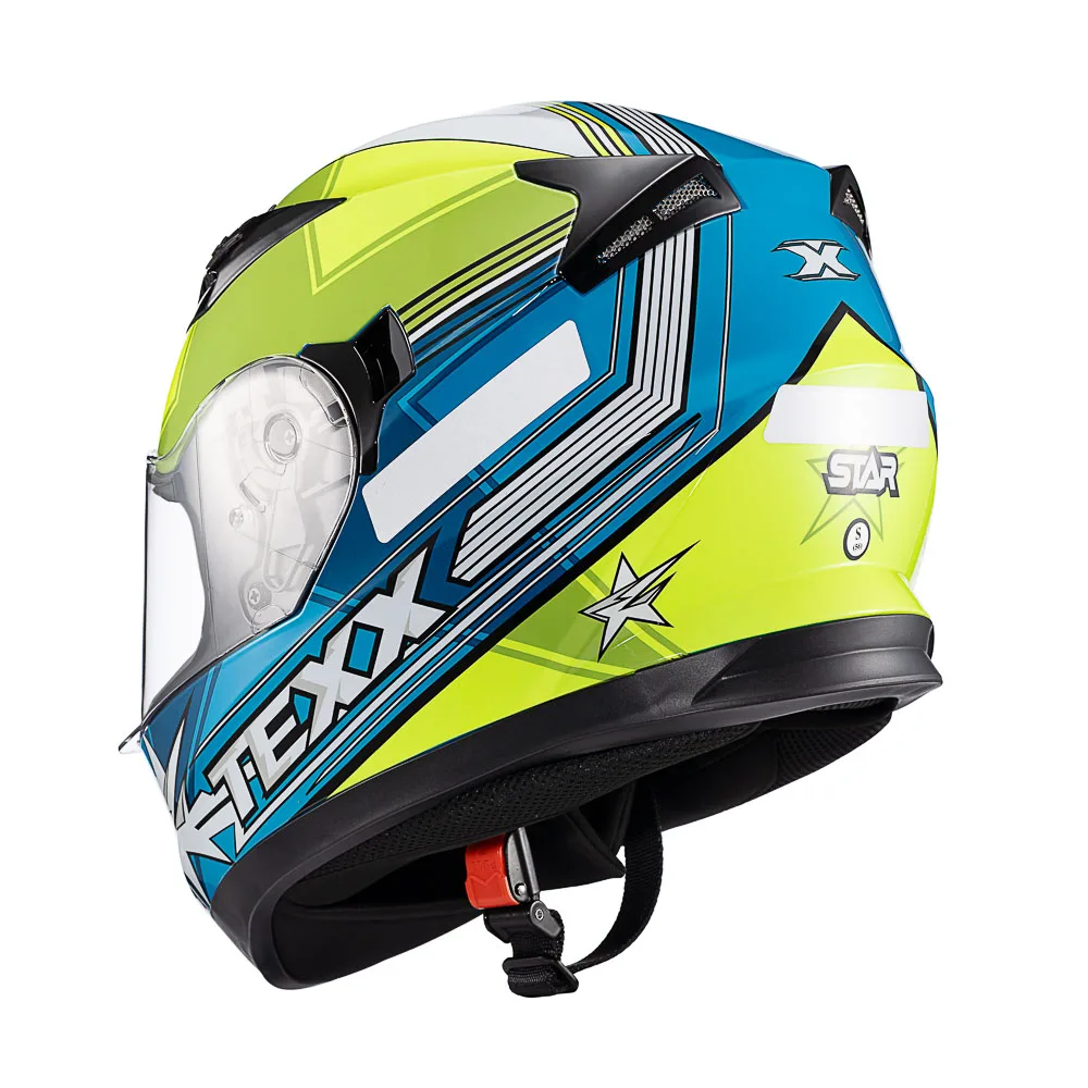 Capacete Texx Strike Superstar Verd Azu Branc Bril 56
