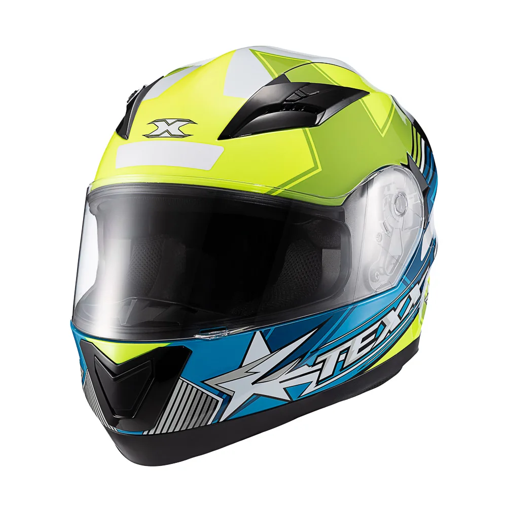 Capacete Texx Strike Superstar Verd Azu Branc Bril 56