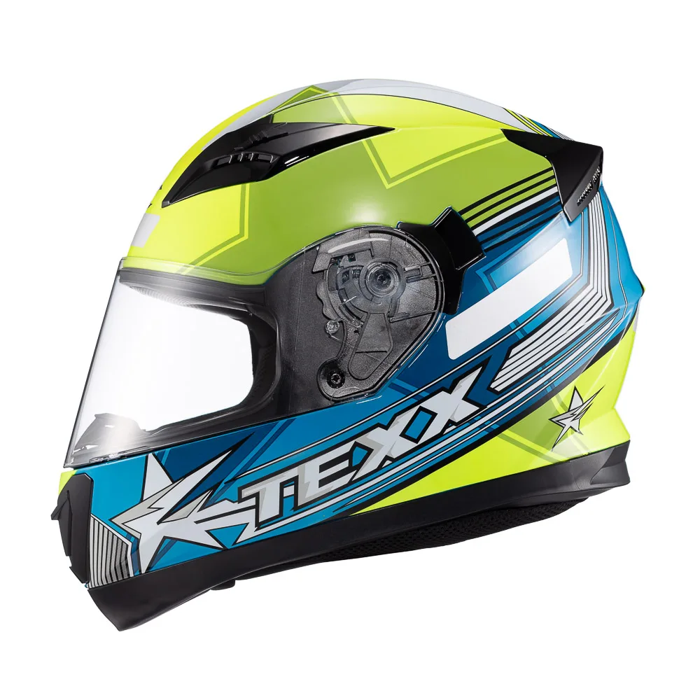 Capacete Texx Strike Superstar Verd Azu Branc Bril 56
