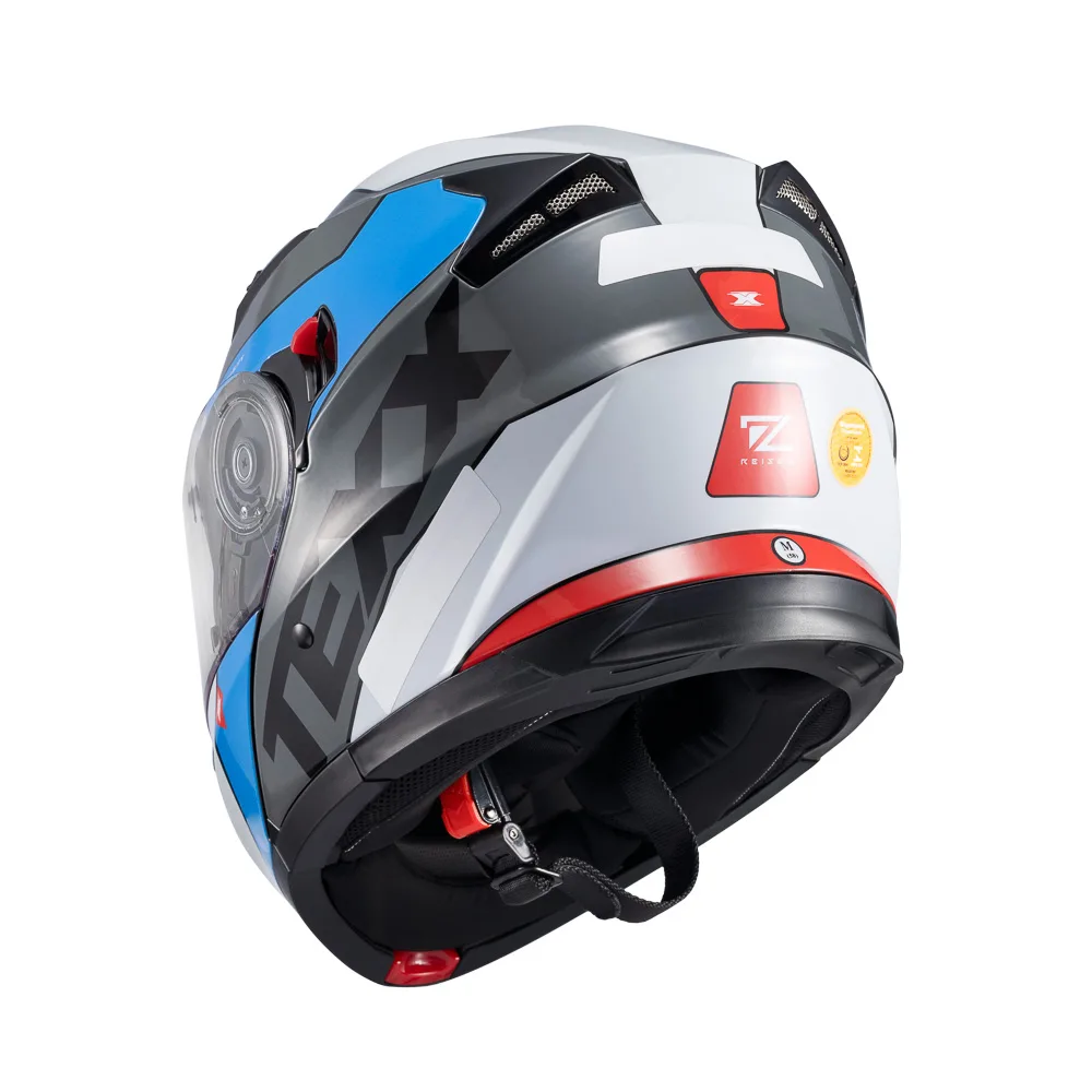 Capacete Texx Esc Gladiator V3 Reisen Azu Verm Branc Bril 56