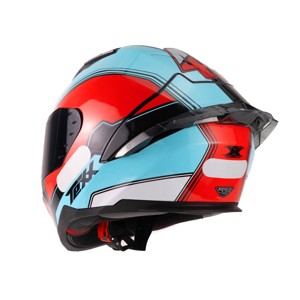 Capacete Texx Fecha Raptor Hornet Azu Verm Branc Bril 64