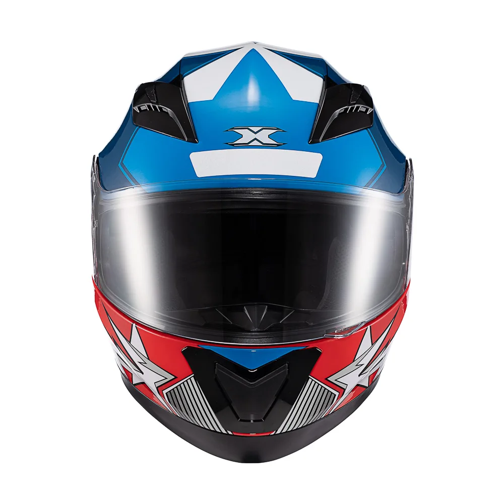 Capacete Texx Strike Superstar Azu Verm Branc Bril 56