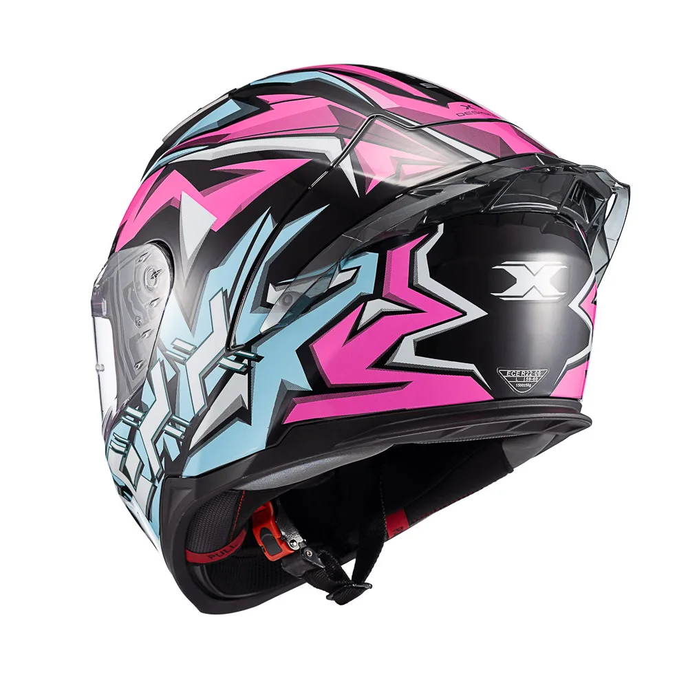 Capacete Texx Fecha Raptor Genesis Azu Ros Branc Bril 60