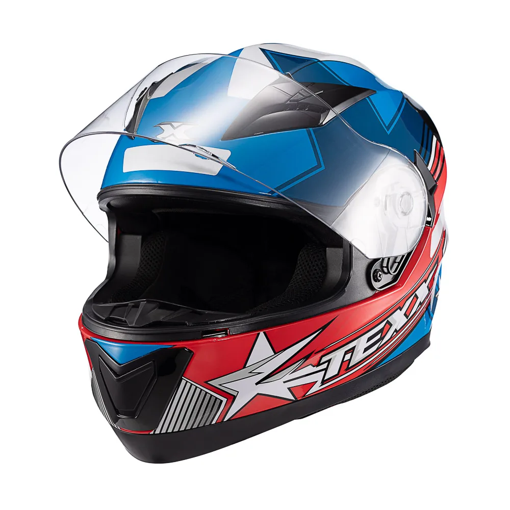 Capacete Texx Strike Superstar Azu Verm Branc Bril 56