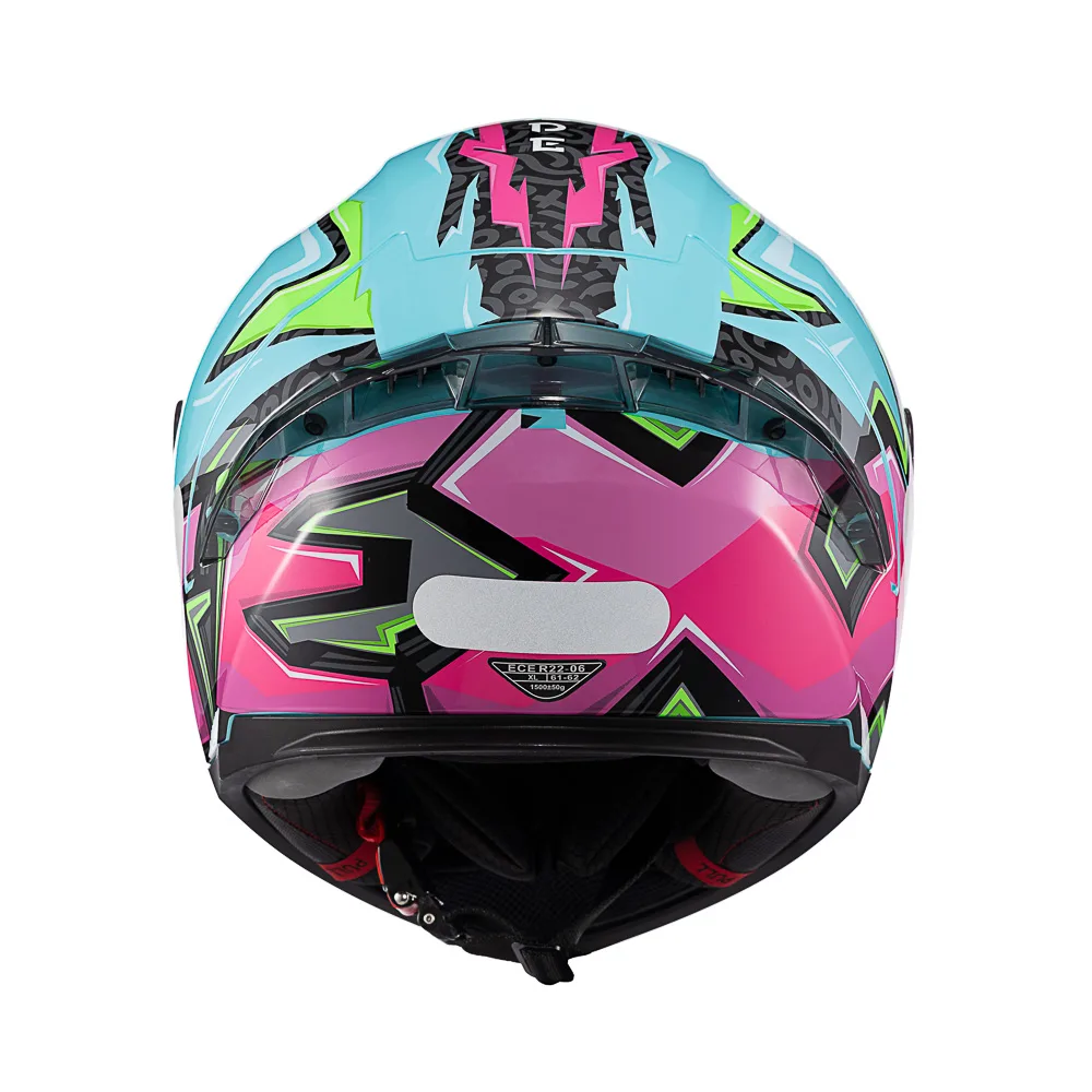 Capacete Texx Fecha Raptor Arcade Azu Verd Ros Bril 56