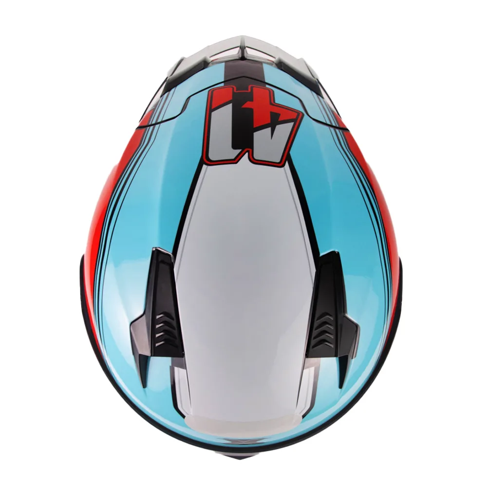 Capacete Texx Fecha Raptor Hornet Azu Verm Branc Bril 64