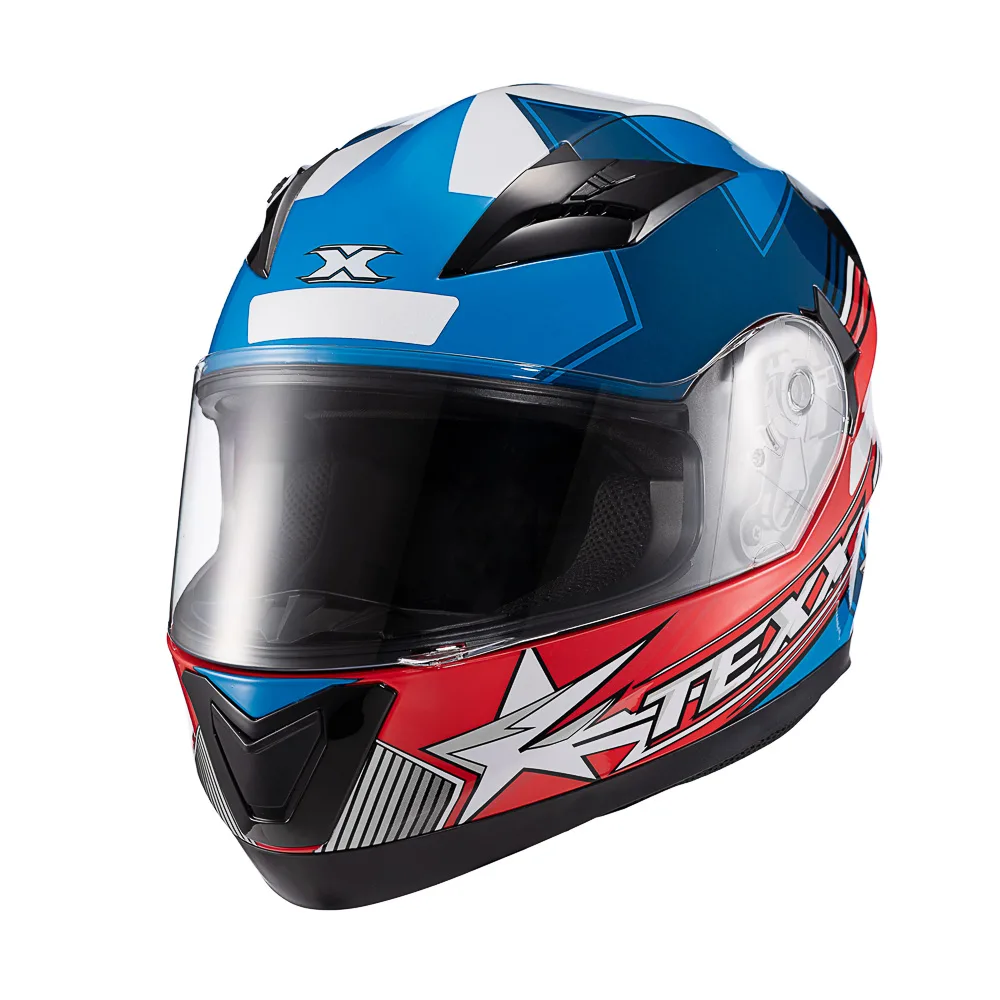 Capacete Texx Strike Superstar Azu Verm Branc Bril 56