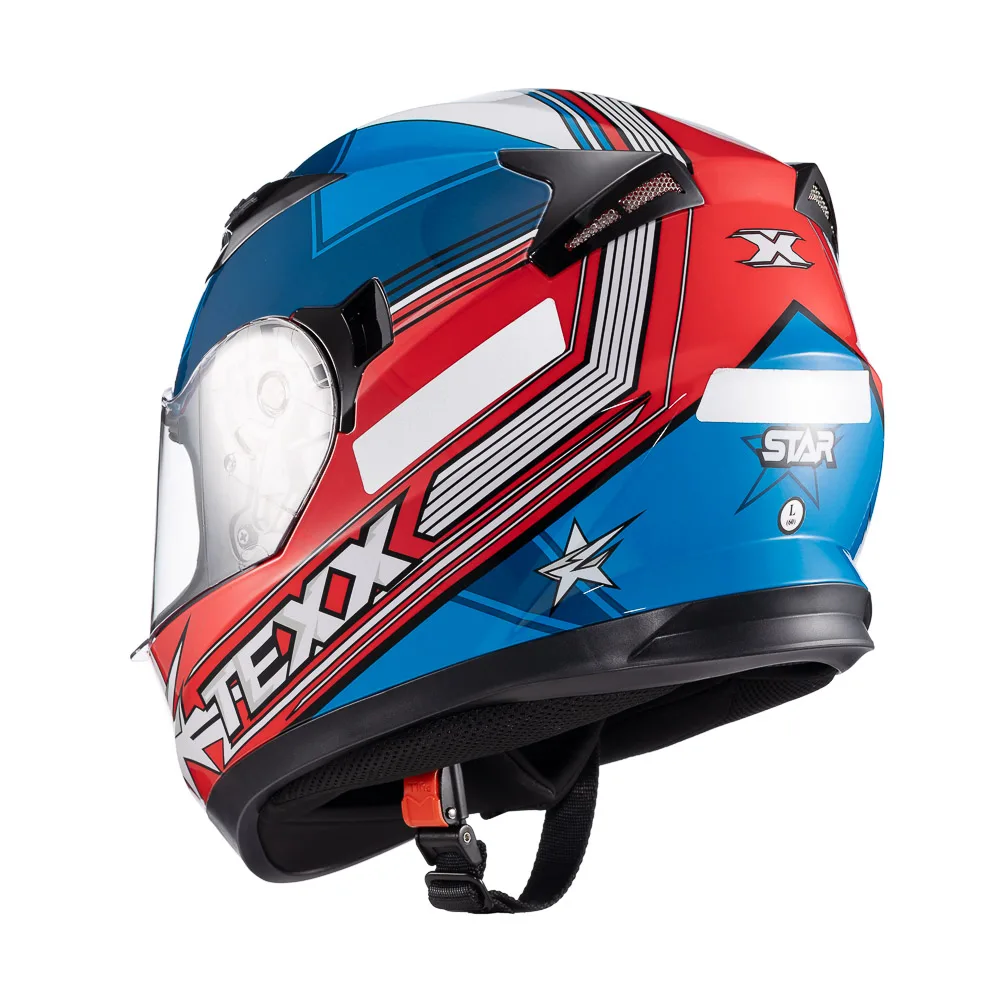 Capacete Texx Strike Superstar Azu Verm Branc Bril 56