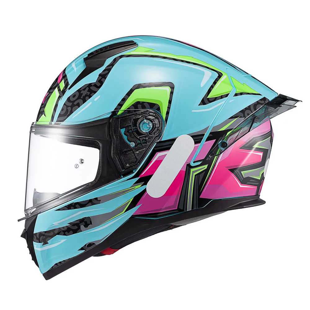 Capacete Texx Fecha Raptor Arcade Azu Verd Ros Bril 62