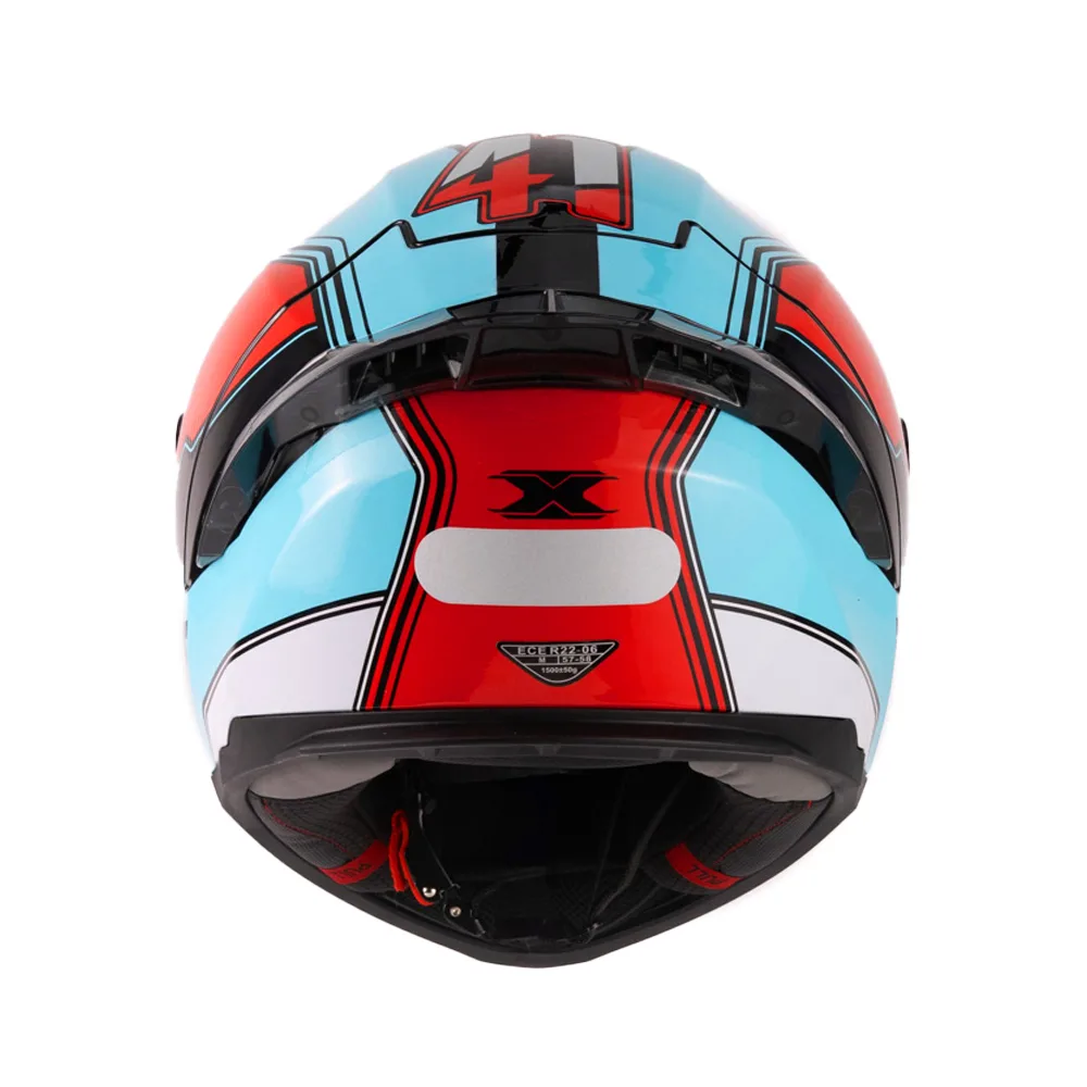 Capacete Texx Fecha Raptor Hornet Azu Verm Branc Bril 64