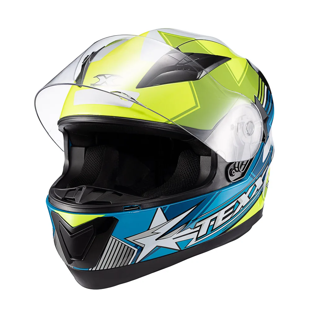 Capacete Texx Strike Superstar Verd Azu Branc Bril 56