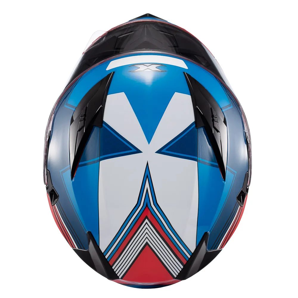 Capacete Texx Strike Superstar Azu Verm Branc Bril 56
