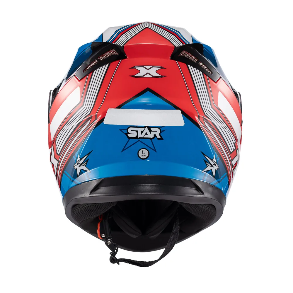 Capacete Texx Strike Superstar Azu Verm Branc Bril 56