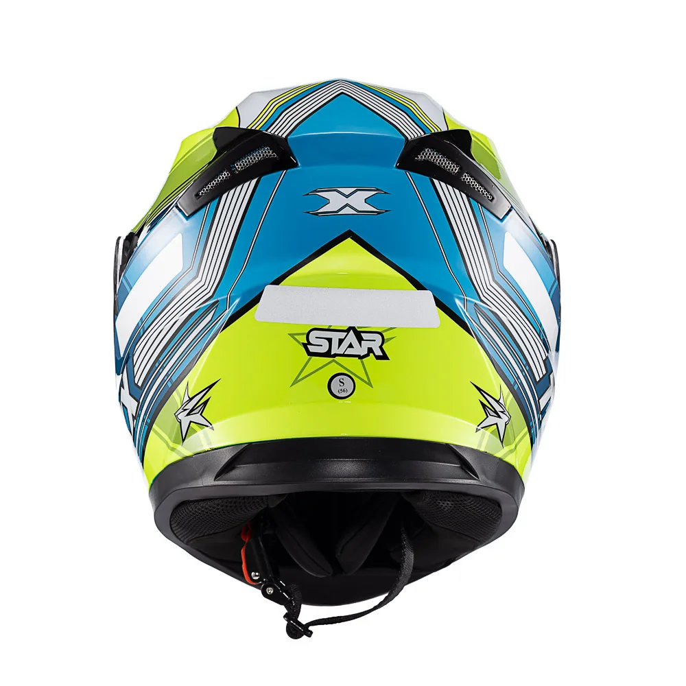 Capacete Texx Strike Superstar Verd Azu Branc Bril 56