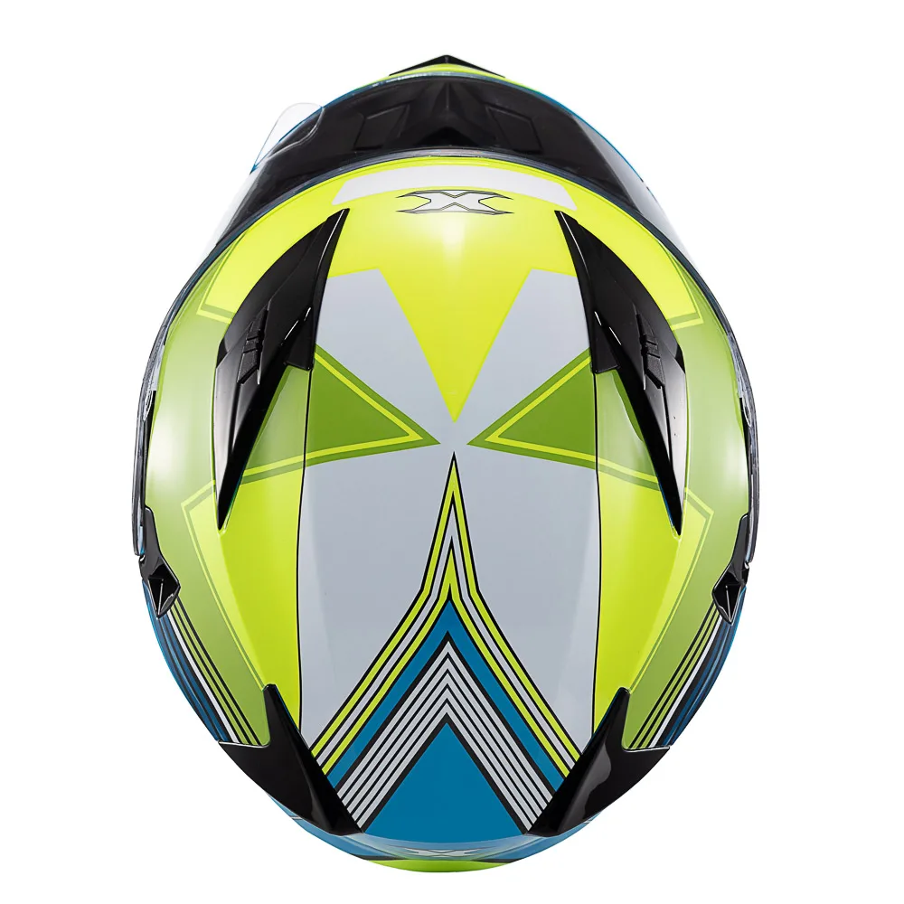 Capacete Texx Strike Superstar Verd Azu Branc Bril 56