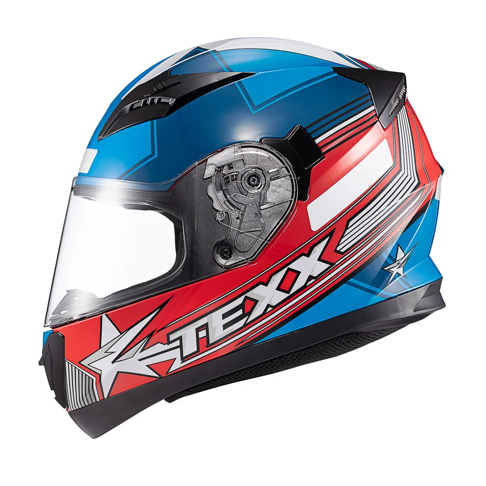 Capacete Texx Strike Superstar Azu Verm Branc Bril 56