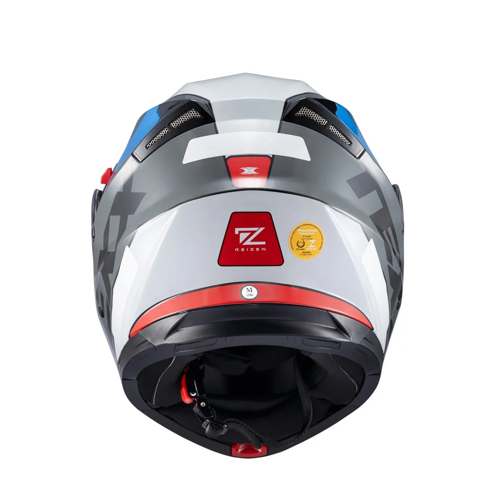 Capacete Texx Esc Gladiator V3 Reisen Azu Verm Branc Bril 56