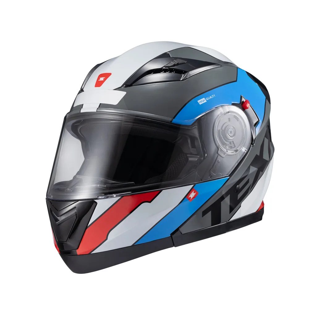 Capacete Texx Esc Gladiator V3 Reisen Azu Verm Branc Bril 56