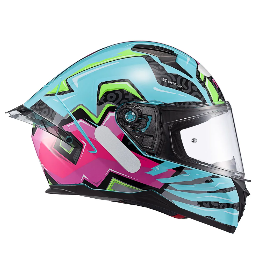 Capacete Texx Fecha Raptor Arcade Azu Verd Ros Bril 62